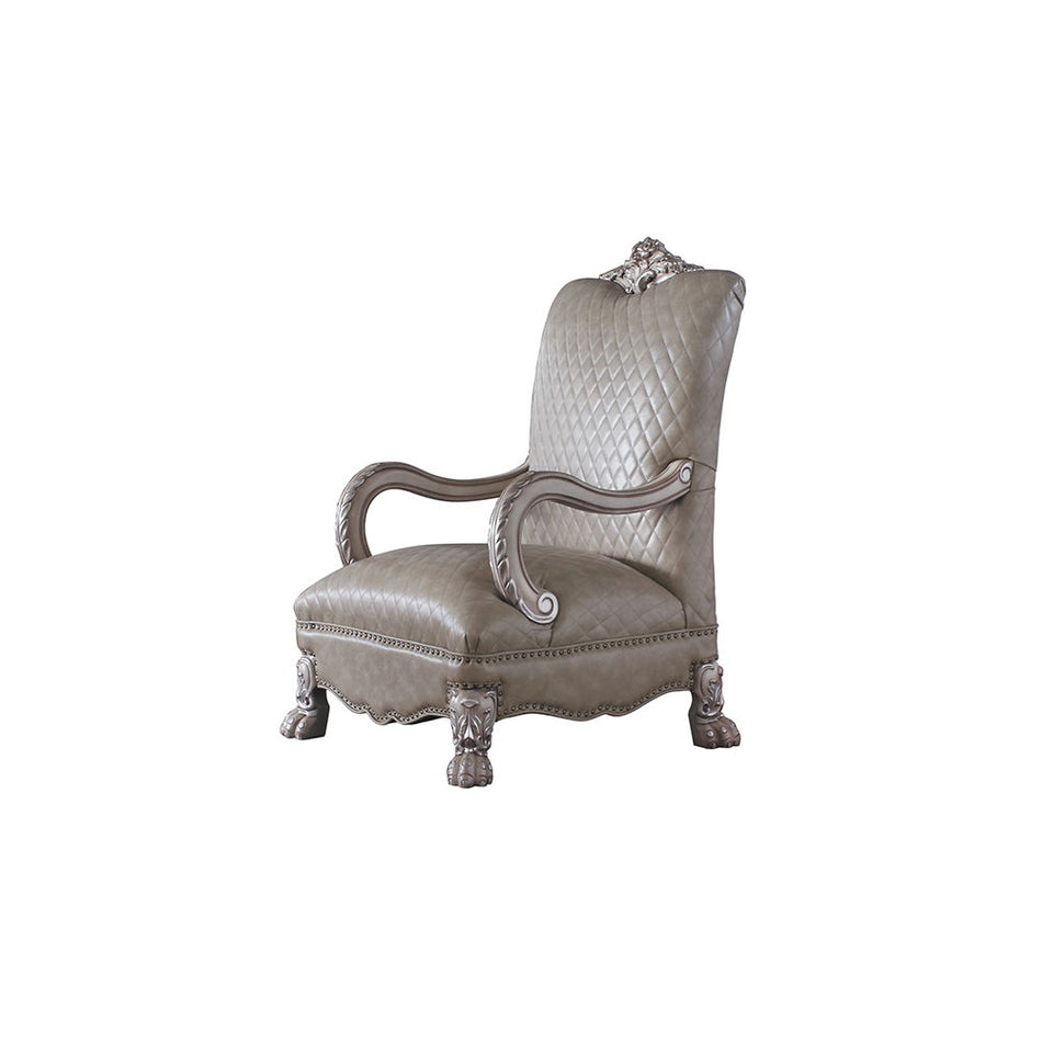 Dresden - Silla decorativa - Blanco hueso vintage y PU