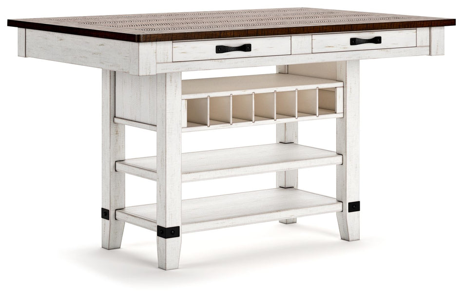 Valebeck - Mesa de comedor rectangular con estante para vinos
