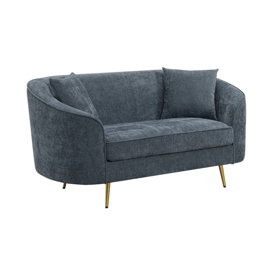 Nakendra - Loveseat With 2 Pillows - Cobalt Blue Chenille