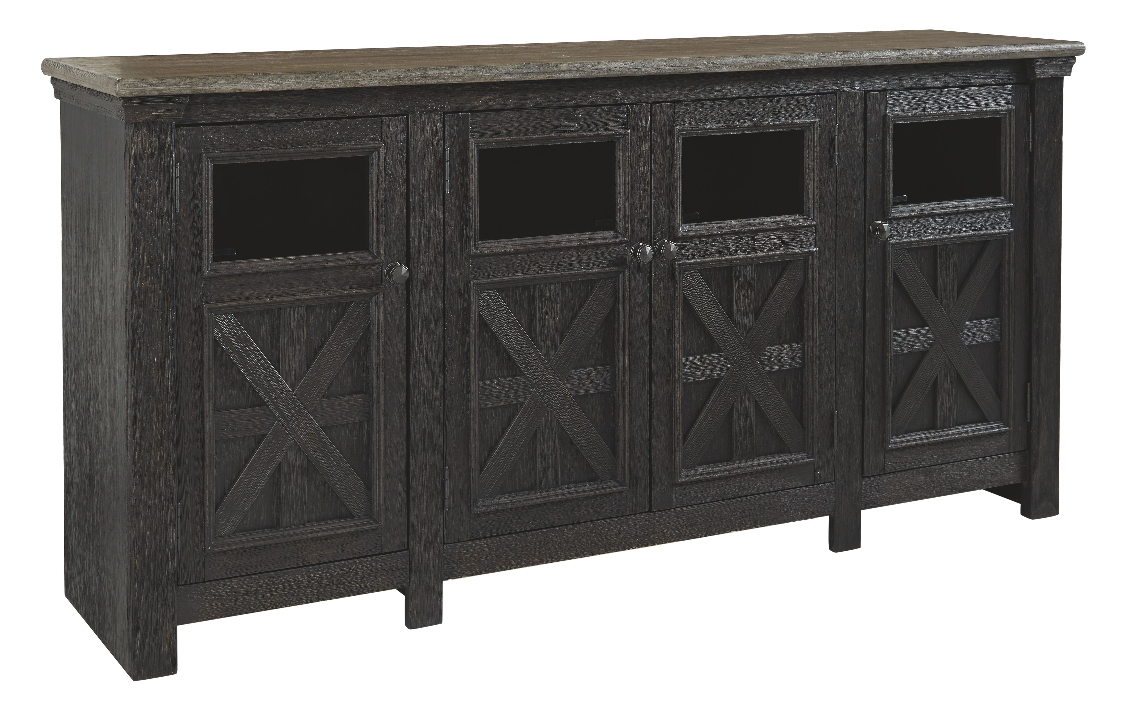 Tyler Creek - Black / Gray - Extra Large TV Stand