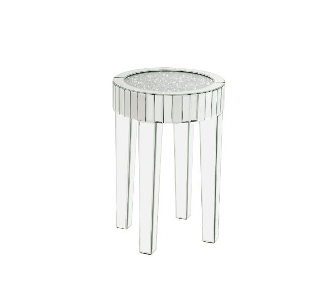 Mesa auxiliar Ornat con espejo y diamantes falsos, 24"