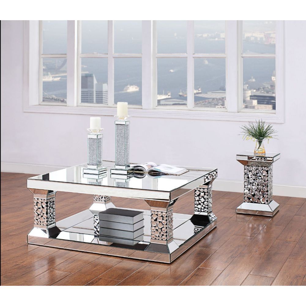 Mesa de centro Kachina con espejos y gemas artificiales