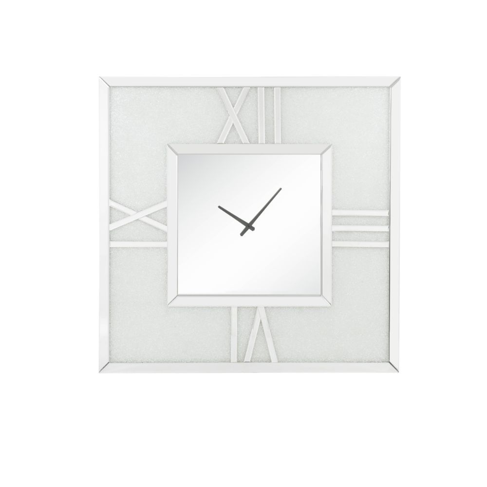 Noralie - Reloj de pared - Espejo y diamantes de imitación - 40"