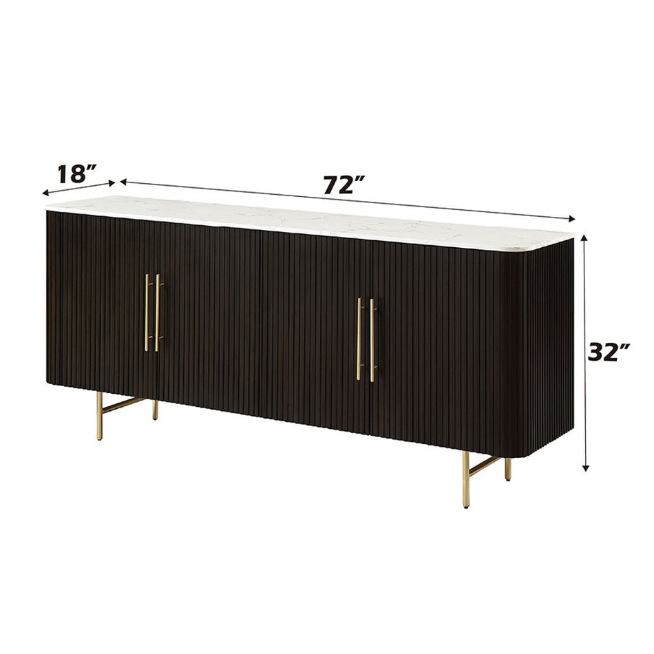 Clayten - Server - White Natural Marble Top & Espresso
