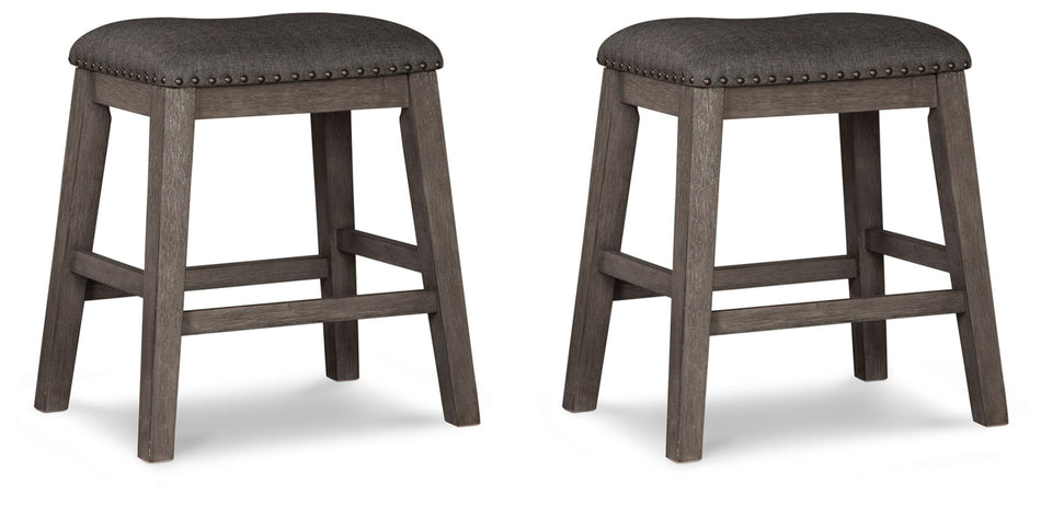 Caitbrook - Upholstered Stool (Set of 2) - Gray