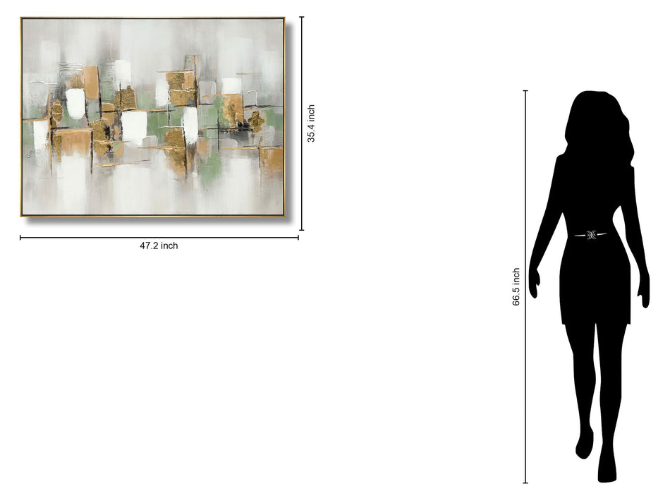 Gilded Verdant Parallels - 35" x 47" Framed Wall Art