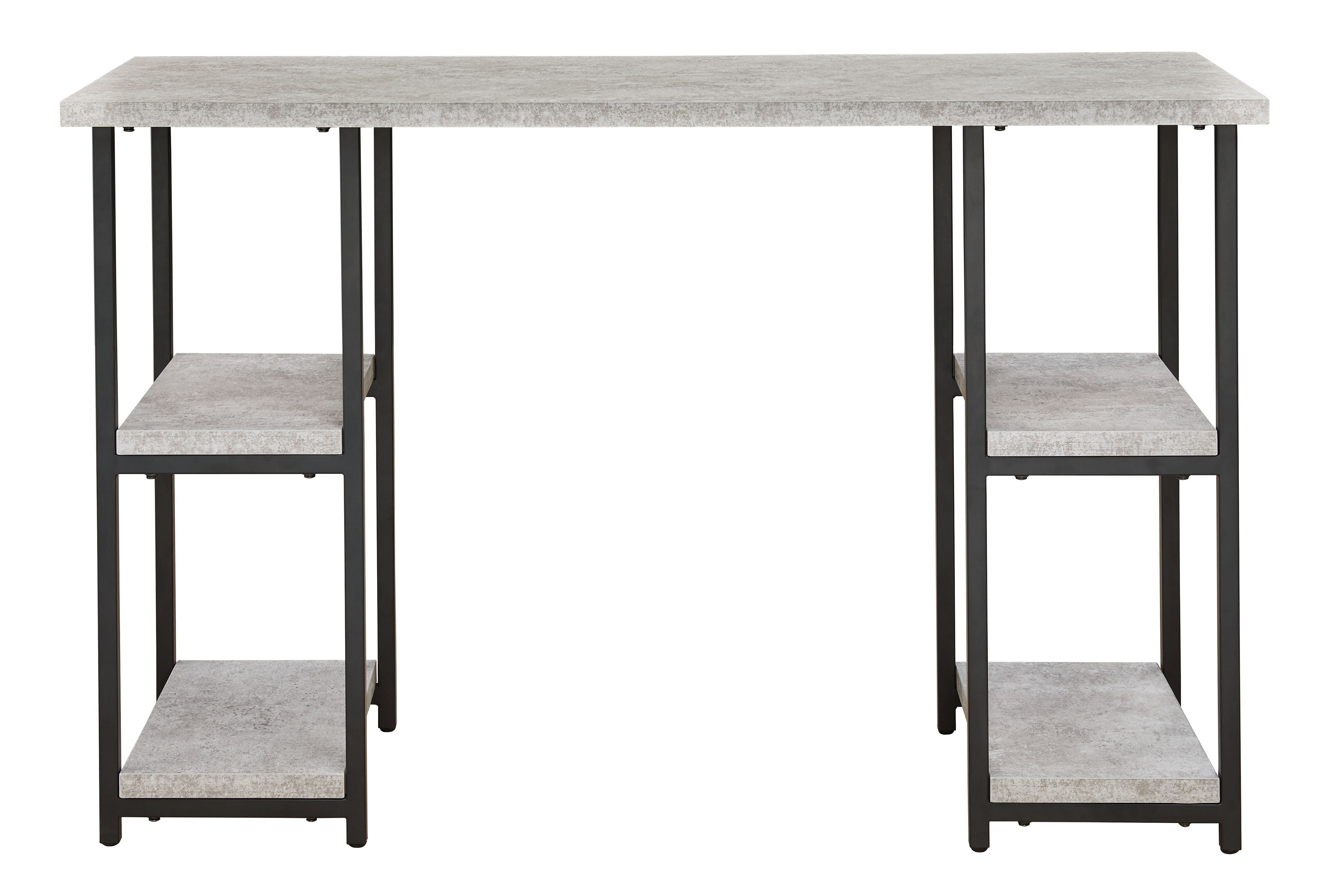 Escritorio para oficina en casa Lazabon - Gris/Negro - Pedestal de dos estantes