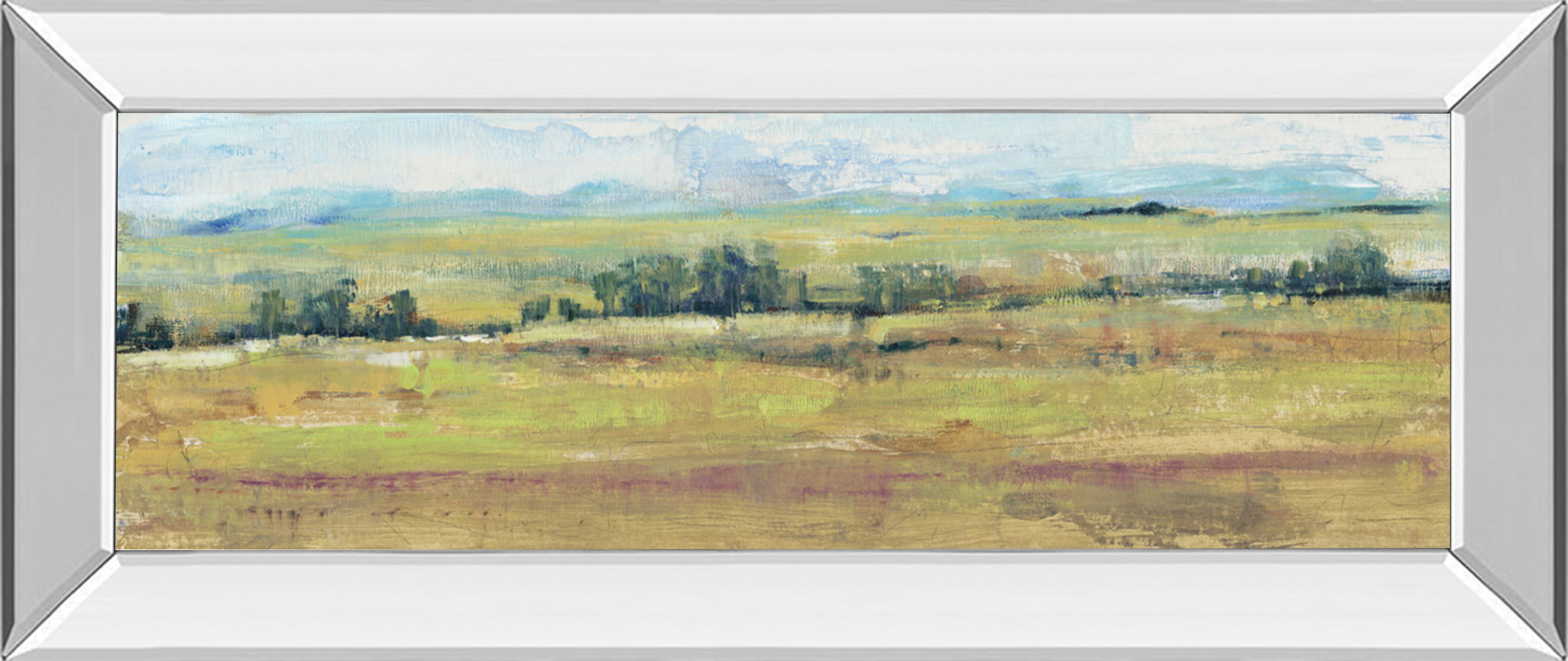 Distant Treeline Panel II By Tim Otoole - Mirror Framed Print Wall Art - Dark Brown
