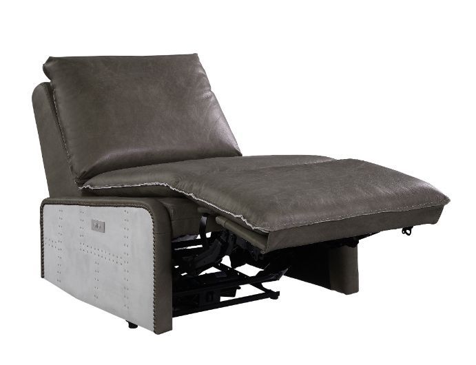 Metier - Sillón reclinable - Cuero de grano superior gris y aluminio