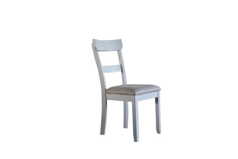Casa - Silla auxiliar Marchese (juego de 2) - Tejido gris de dos tonos y acabado gris perla