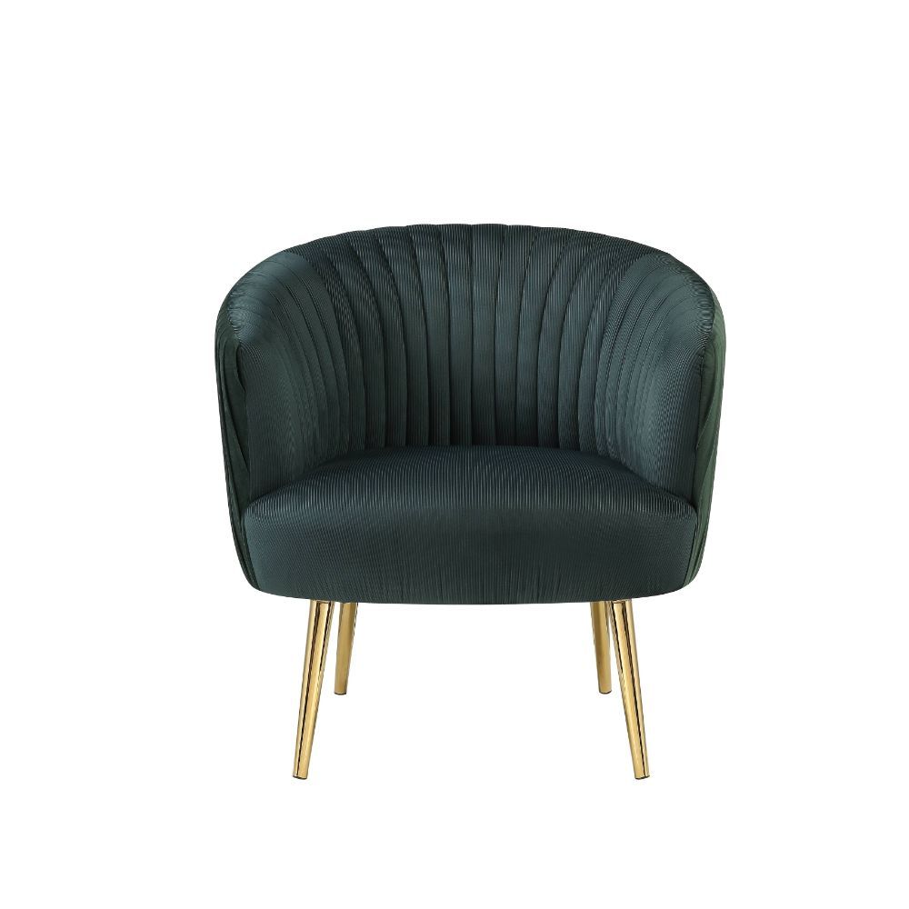 Sillón decorativo Sigurd, verde y dorado