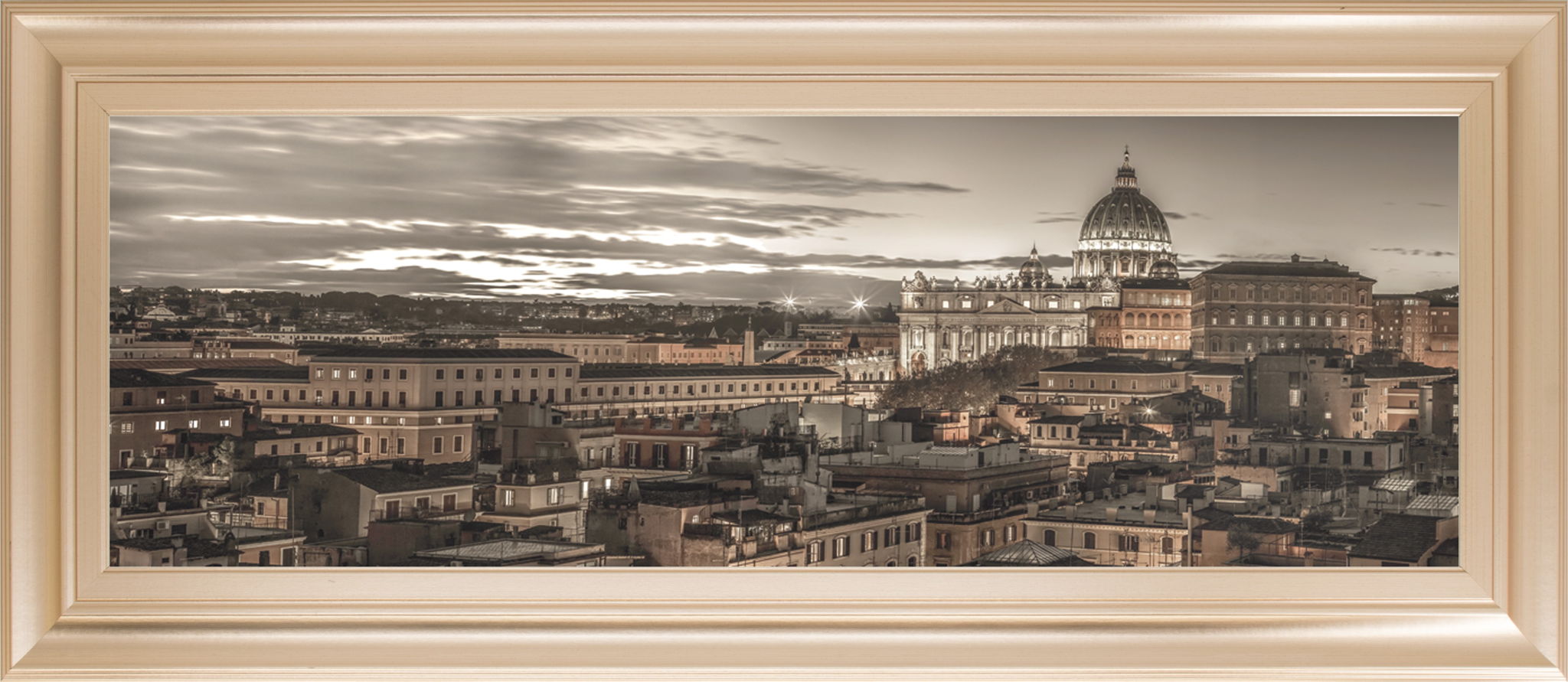 Bella Roma By Frank Assaf - Framed Print Wall Art - Dark Brown