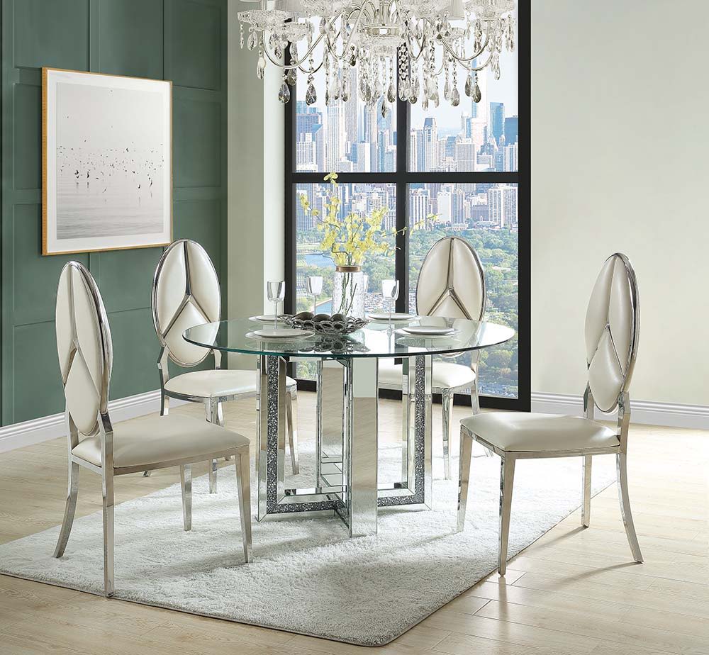Noralie - Mesa de comedor - Espejo y diamantes de imitación