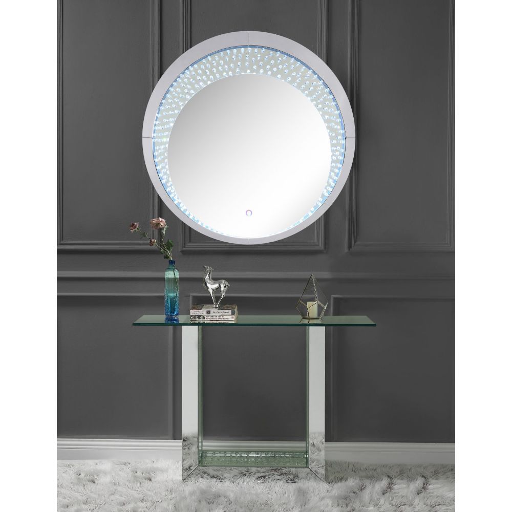 Nysa - Mesa auxiliar - Plata perla - Madera