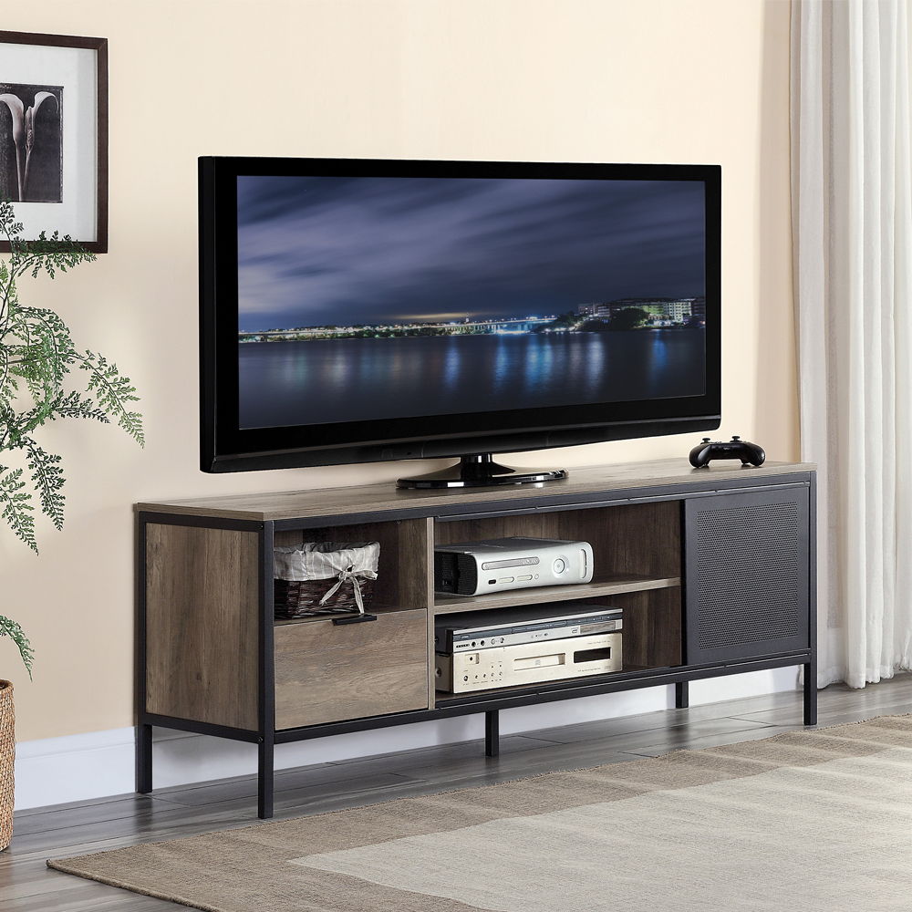 Nantan - Mueble de TV - Acabado en roble rústico y negro - 21"