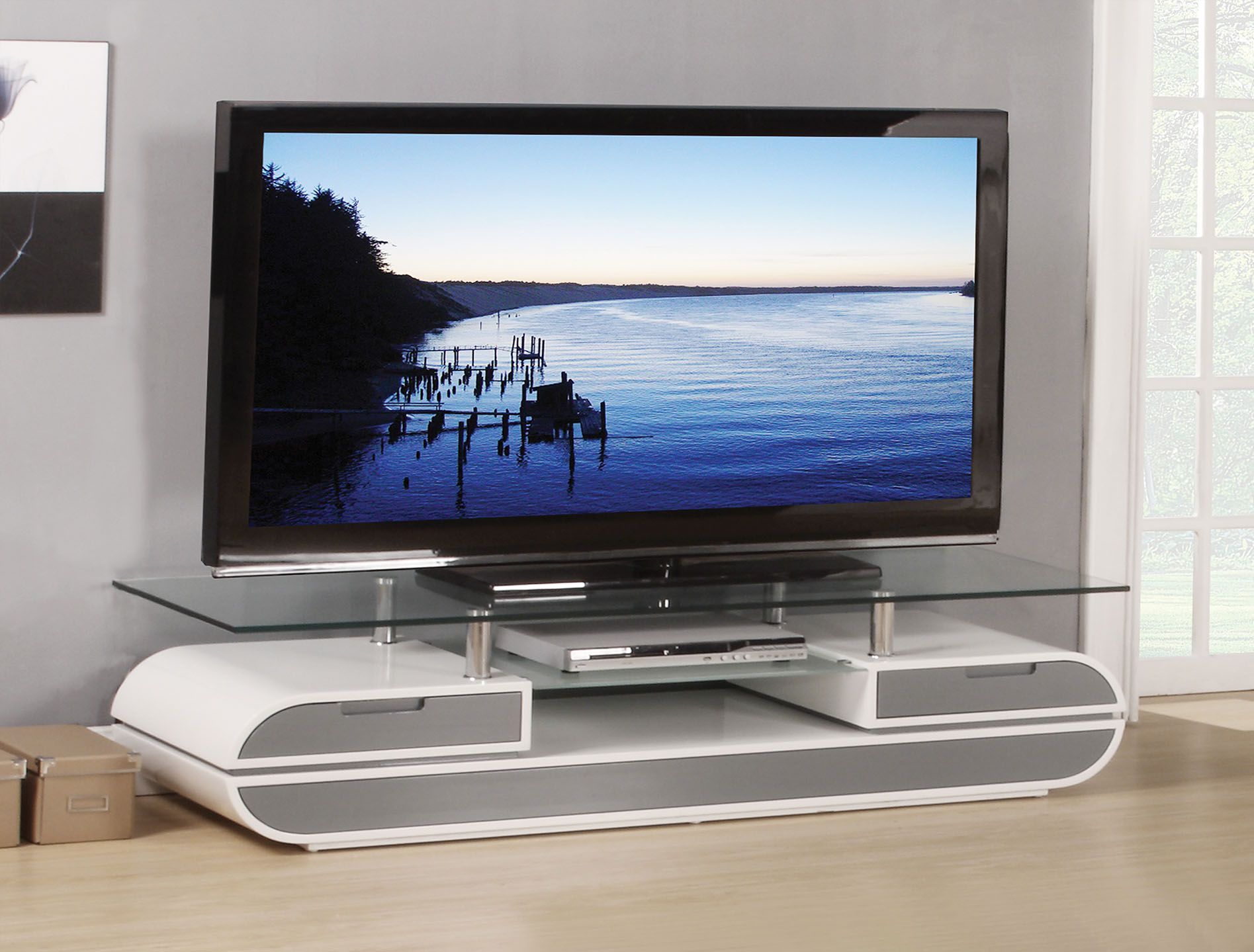 Lainey - Mueble de TV - Blanco y gris