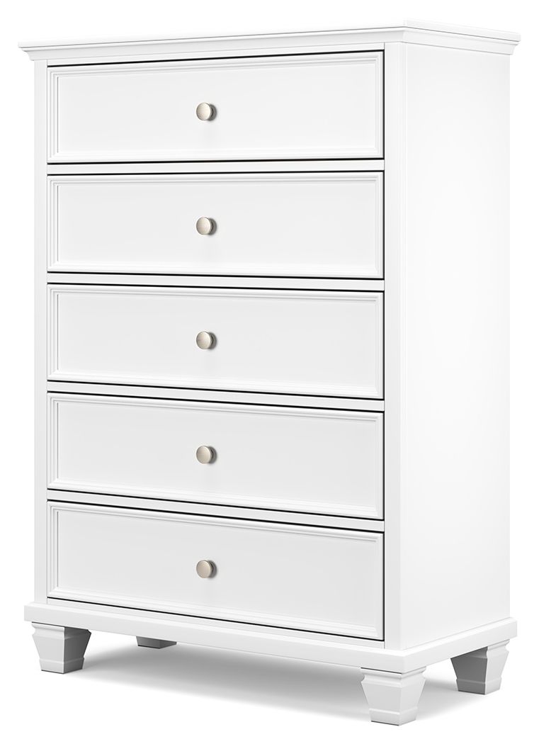 Cómoda Fortman de cinco cajones, color blanco