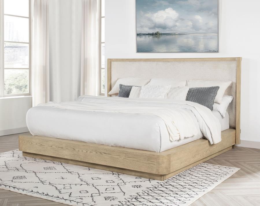 Kailani - California King Wingback Bed - Beige Oak