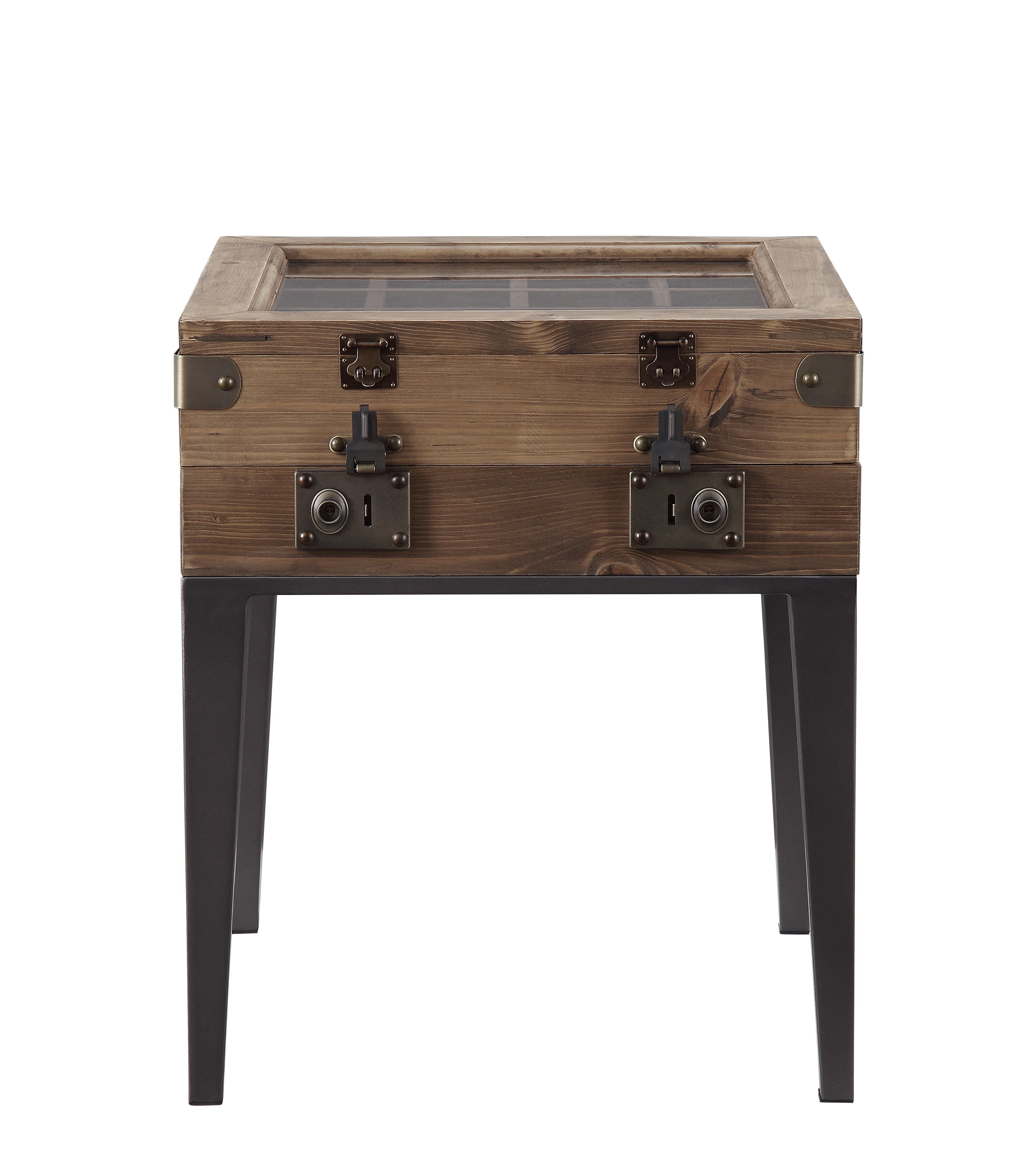 Mesa auxiliar Kolin en roble rústico y gris mate