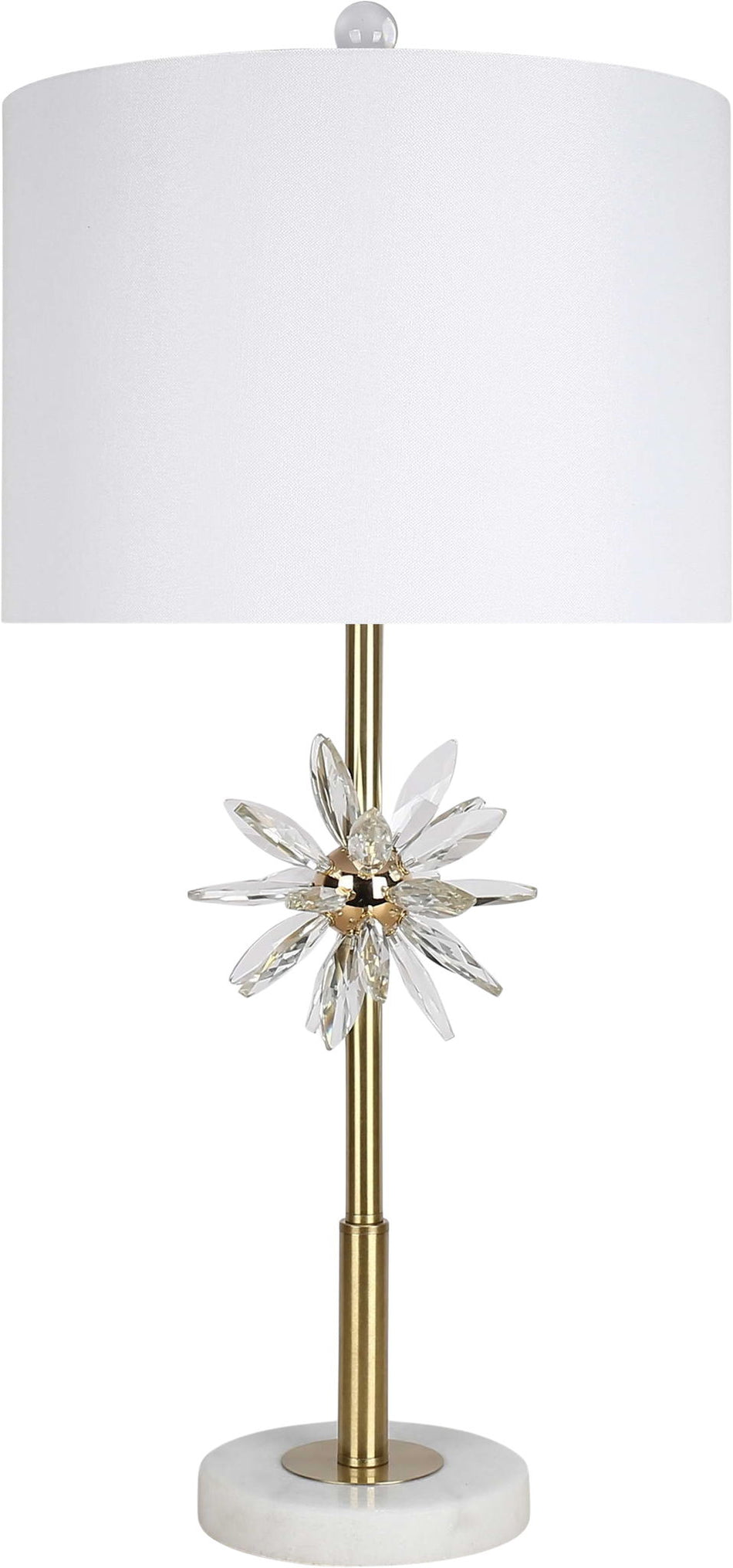 "Crystal Bloom II" Crystal And Marble Table Lamp (Set of 2) - White / Clear Crystal / Soft Gold