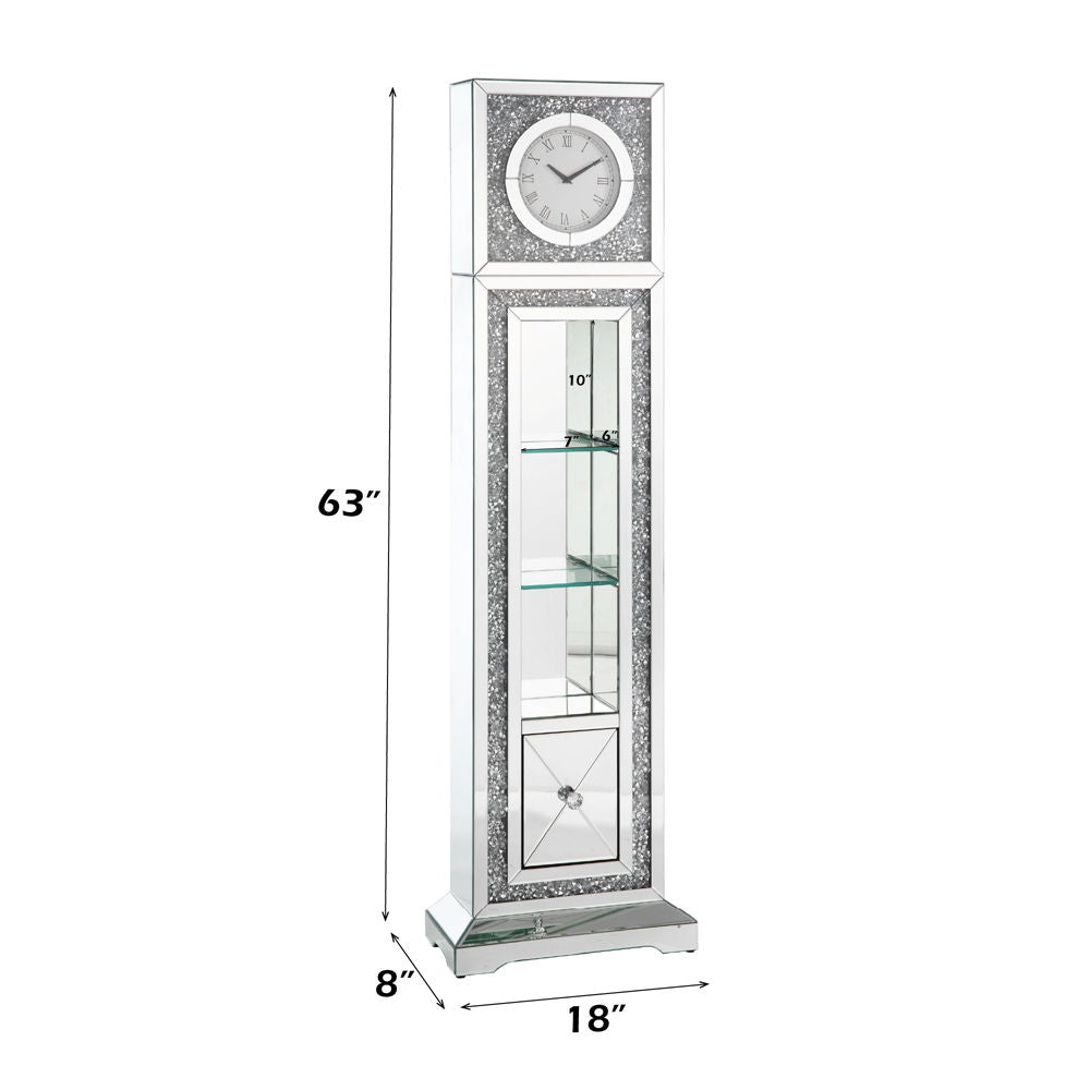 Noralie - Reloj de pie - Plata perlada - Madera - 63"