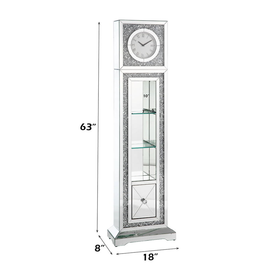 Noralie - Reloj de pie - Plata perlada - Madera - 63"