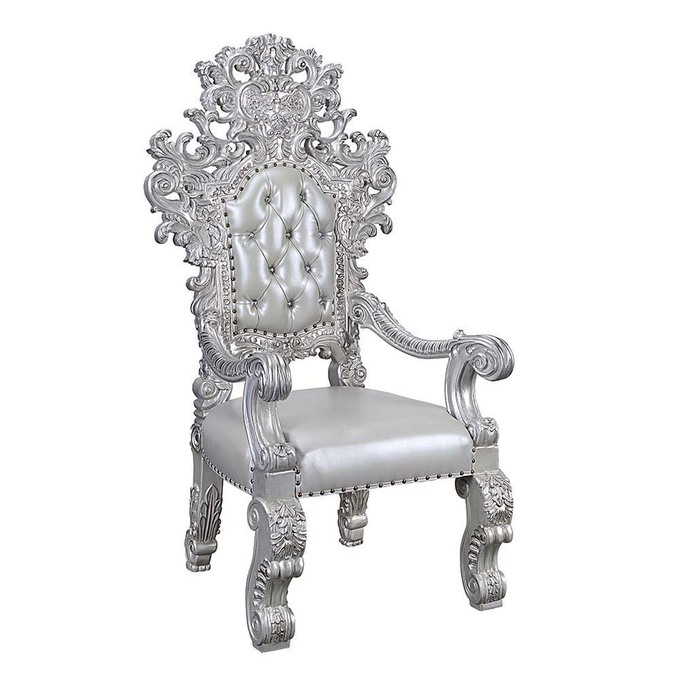 Valkyrie - Arm Chair (Set of 2) - Synthetic Leather & Antique Platinum
