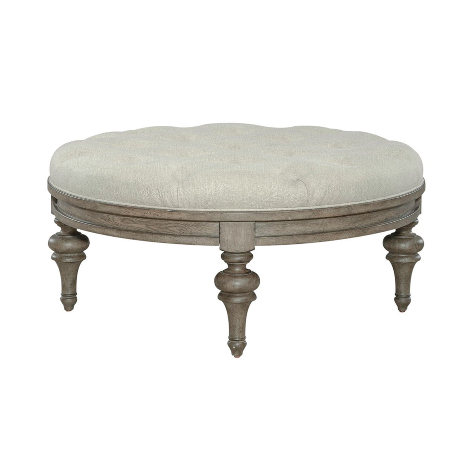 Americana Farmhouse - Round Cocktail Ottoman - Dusty Taupe