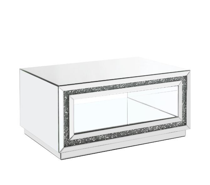 Noralie - Mesa de centro - Espejo y diamantes falsos - 18"