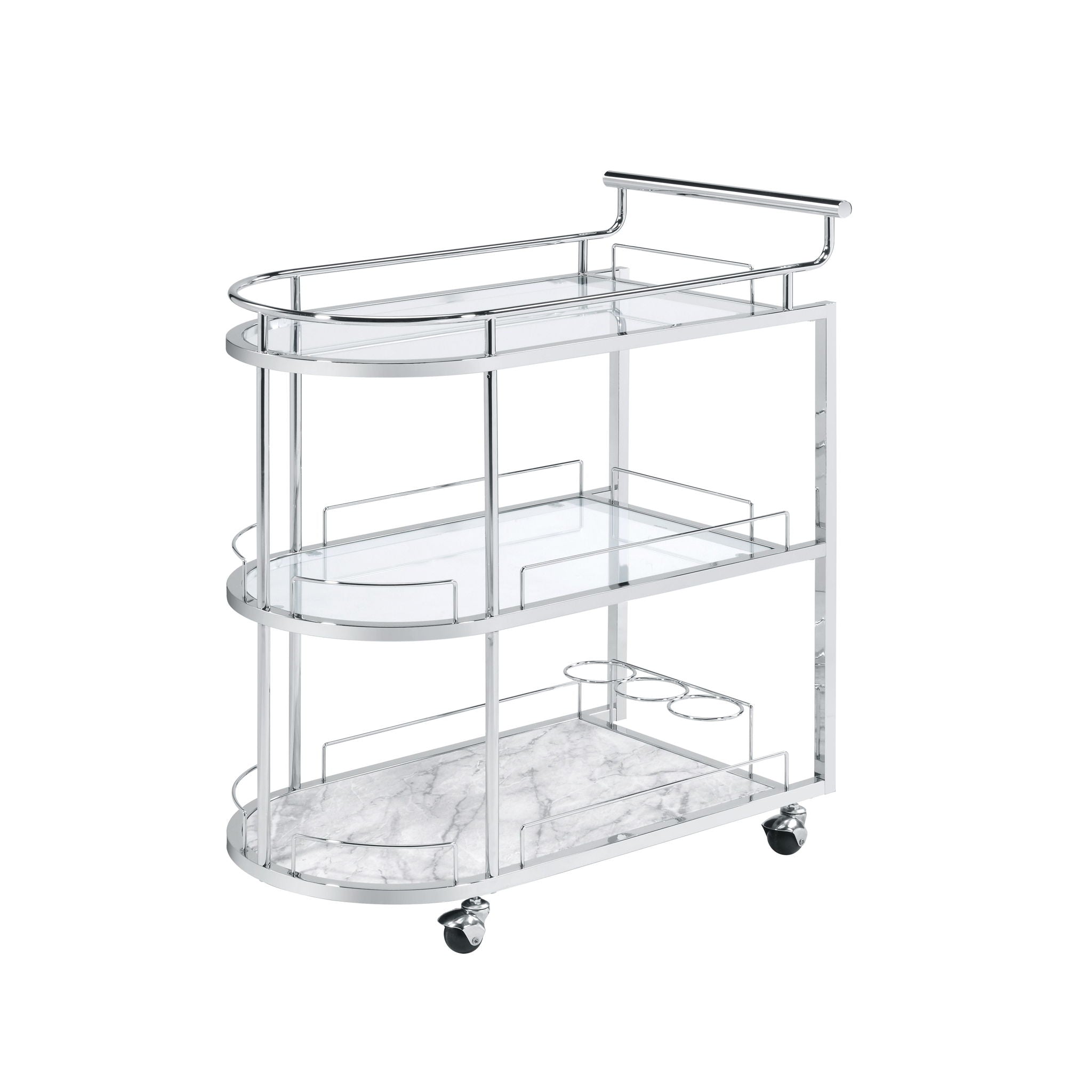 Inyo - Carrito de servicio - Acabado en vidrio transparente y cromo