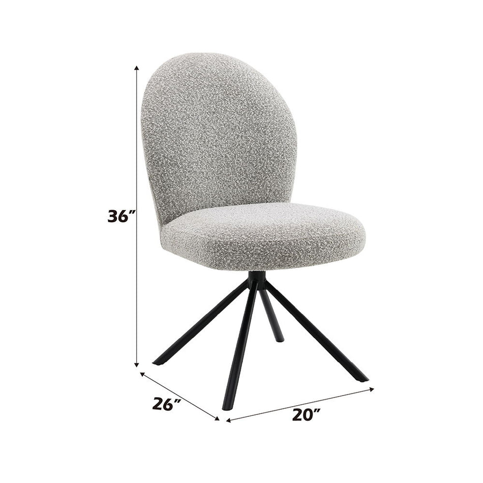 Lawton - Side Chair With Swivel (Set of 2) - Gray Boucle & Black