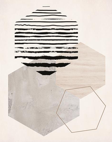Hexagonal Display II By Daniela Santiago (Framed) - Gray