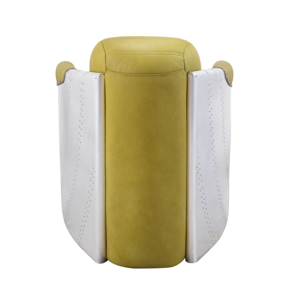 Brancaster - Silla decorativa - Cuero de grano superior amarillo y aluminio