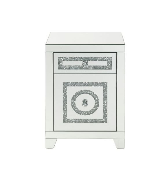 Noralie - Mesa auxiliar con cajones de almacenamiento - Espejo y diamantes falsos - 26"