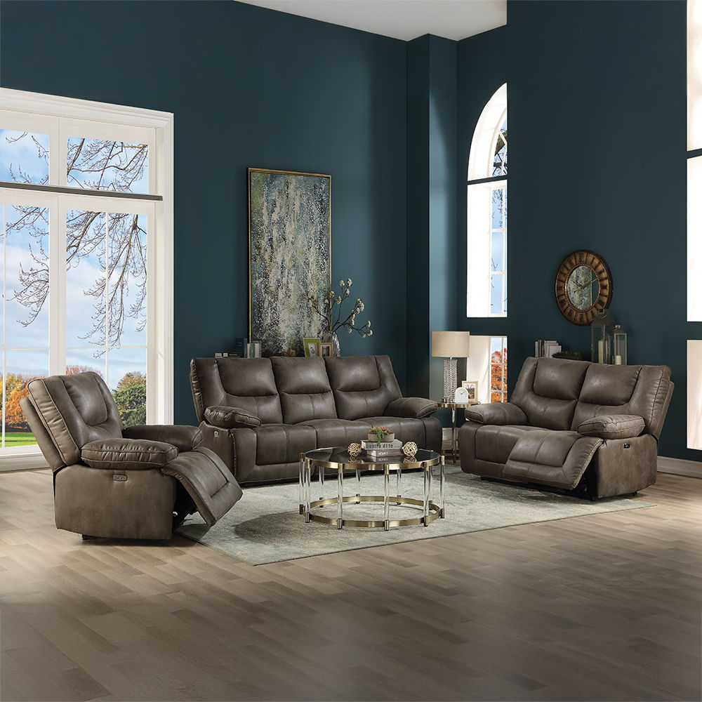 Harumi - Recliner - Gray Leather-Aire