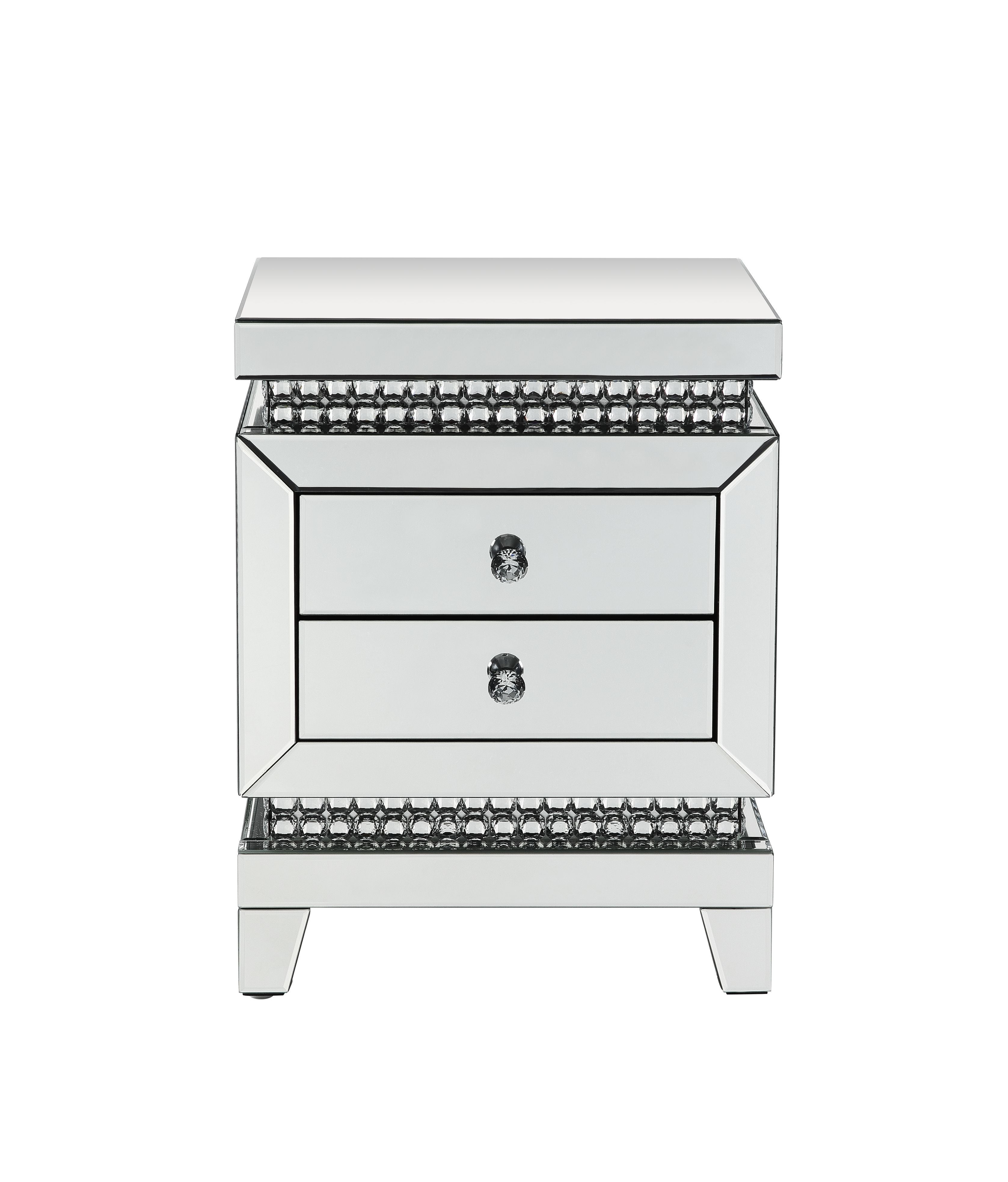 Mesa auxiliar Lotus con espejo y cristales de imitación incrustados, 24"