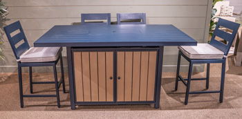 East Beach - Blue - Rectangular Bar Table With Fire Pit