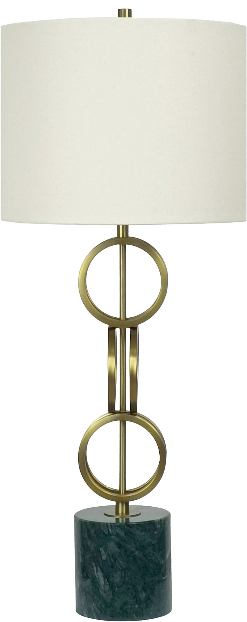 "Marble Harmony" Metal Table Lamp On Marble Base (Set of 2) - Green Marble / Matte Golden Bronze