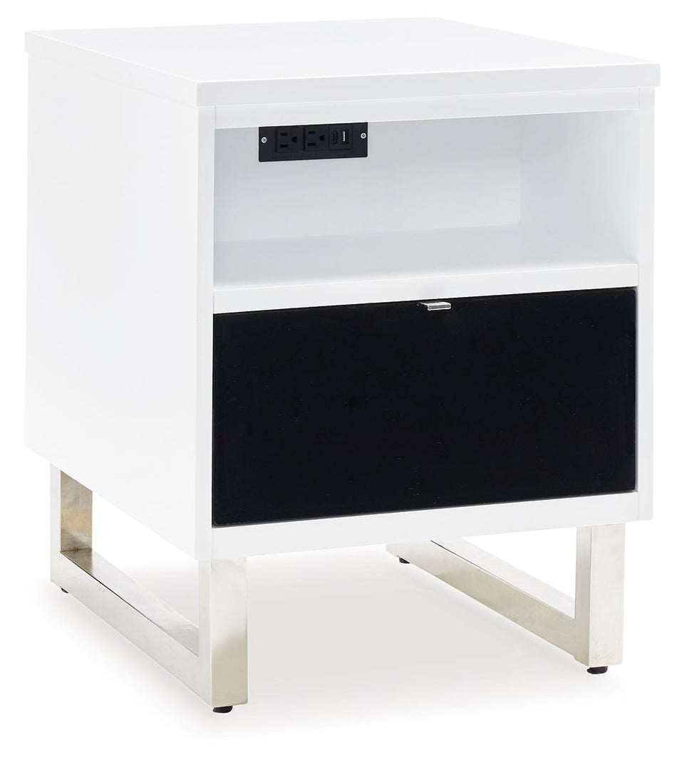 Mesa auxiliar con silla Gardoni - Blanco/Negro