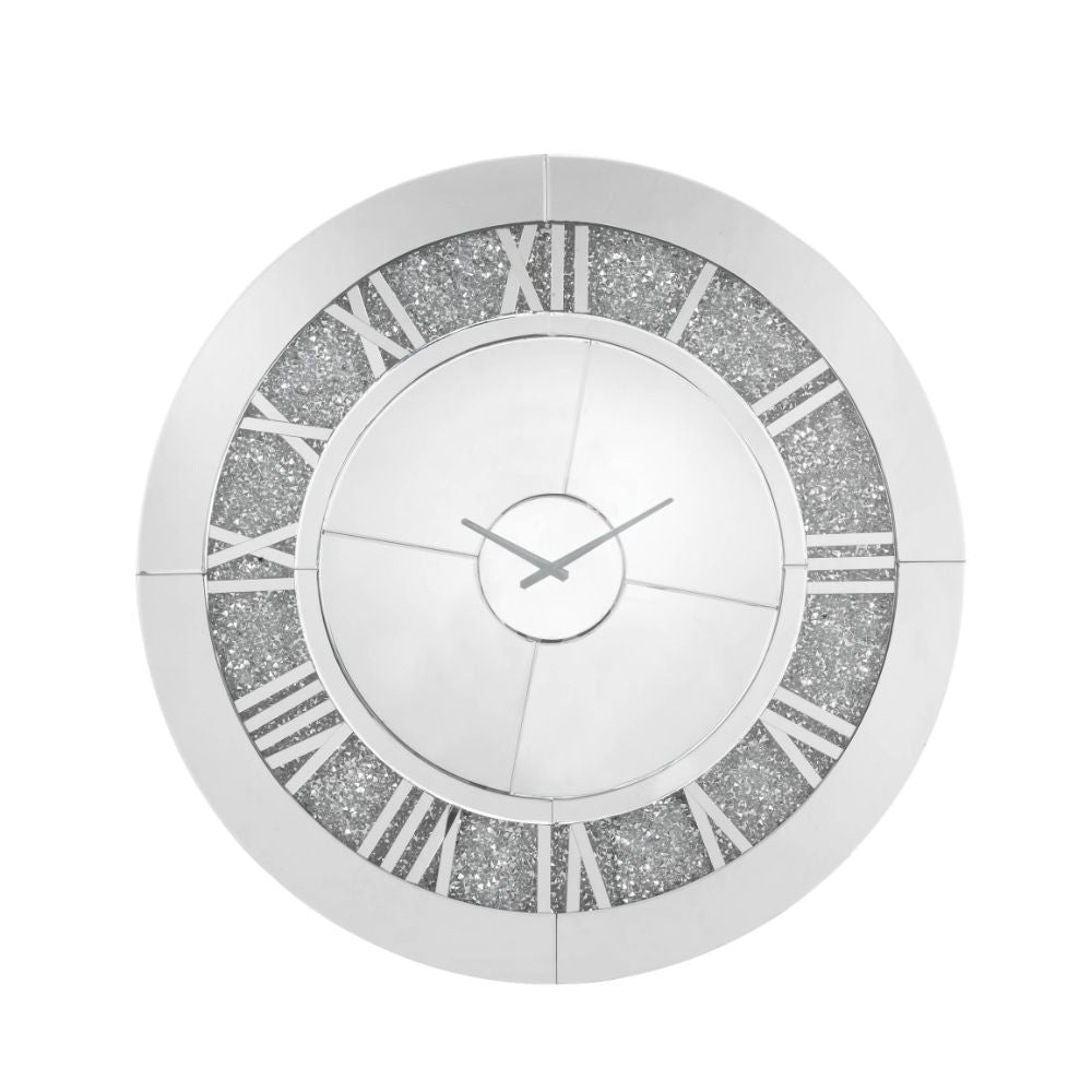Noralie - Reloj de pared - Espejo y diamantes falsos - 39"
