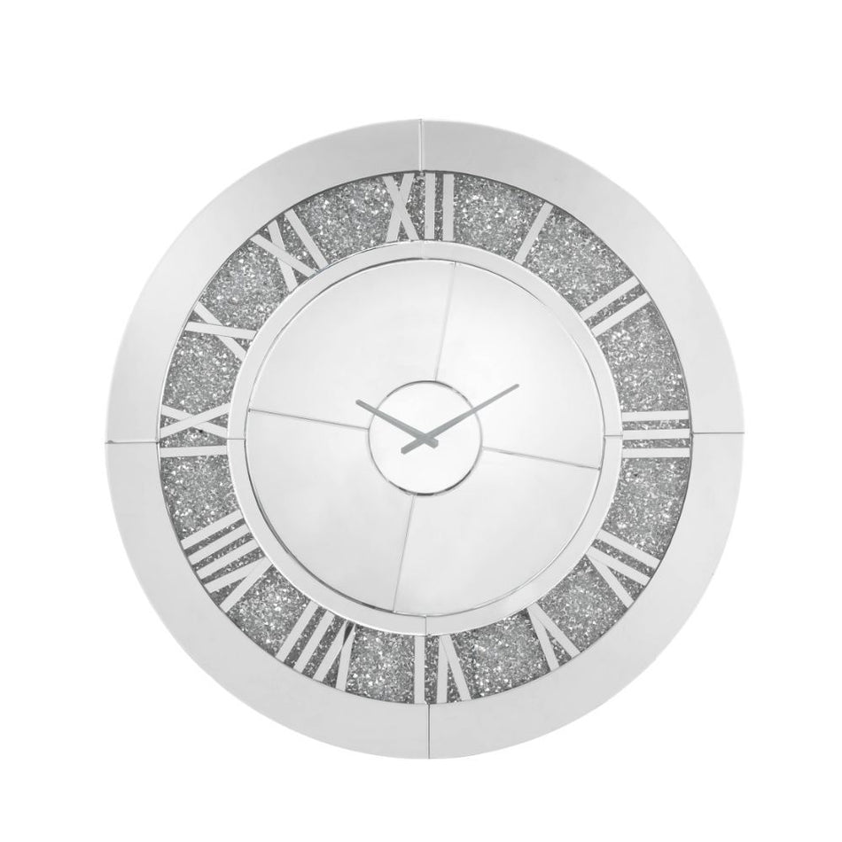 Noralie - Reloj de pared - Espejo y diamantes falsos - 39"