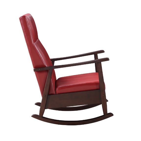 Raina - Mecedora - PU rojo y acabado espresso