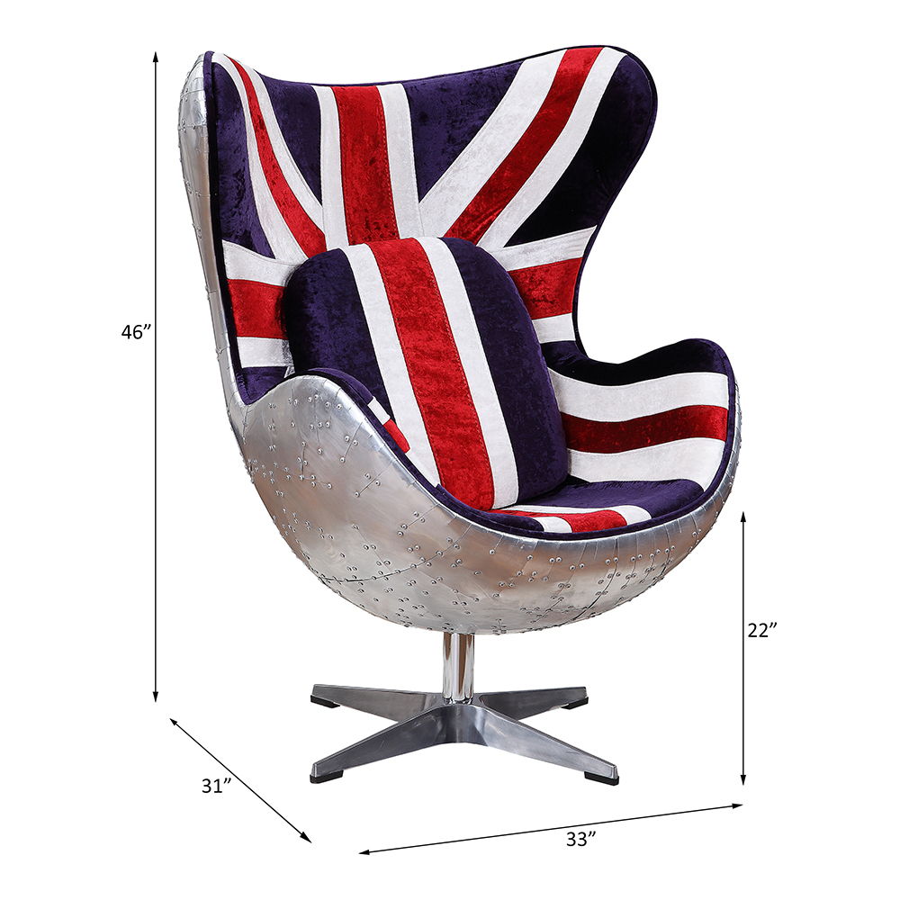Brancaster - Silla decorativa - Tela estampada y aluminio
