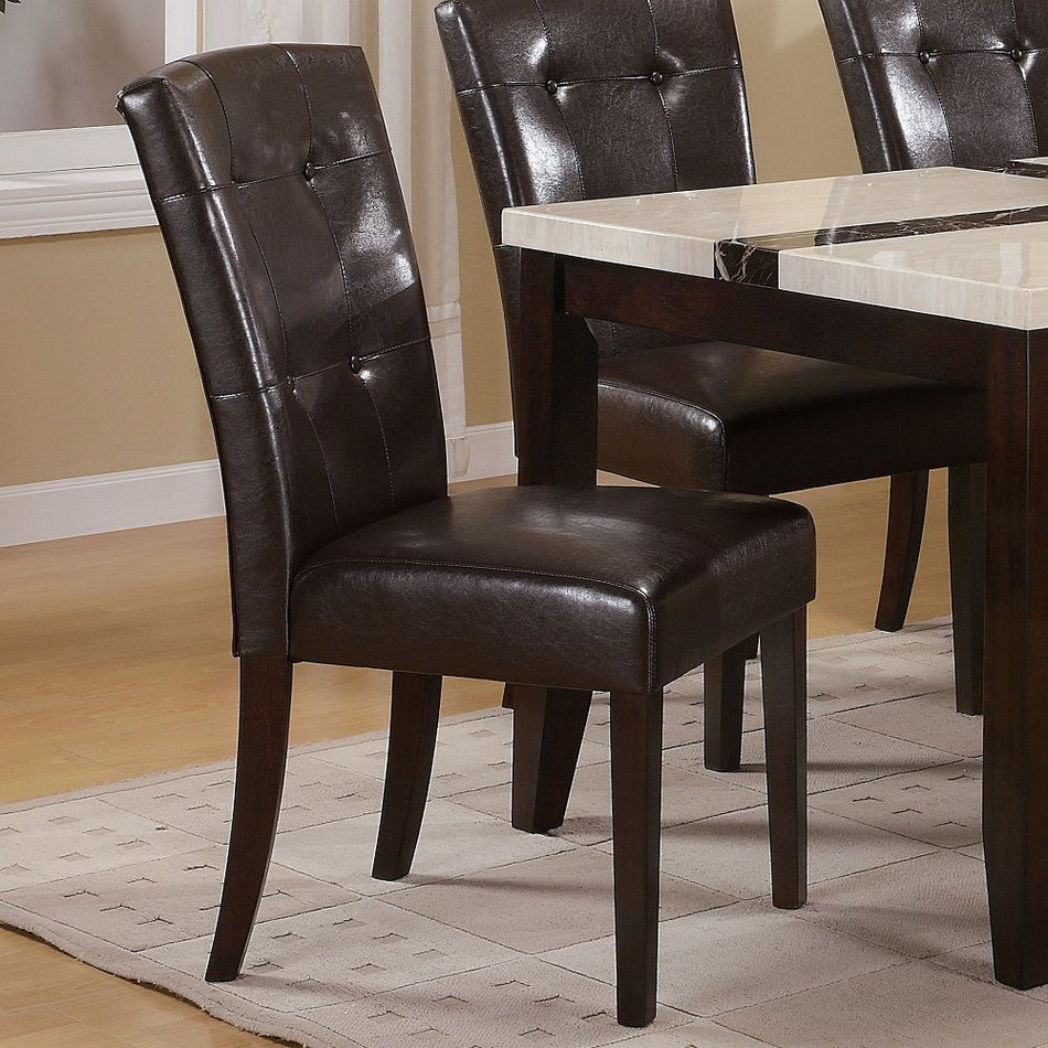 Britney - 20" Side Chair (Set of 2) - Espresso Synthetic Leather & Walnut