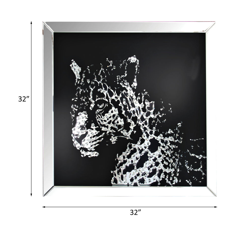 Nevina - Arte de pared - Leopardo con espejo y cristales sintéticos