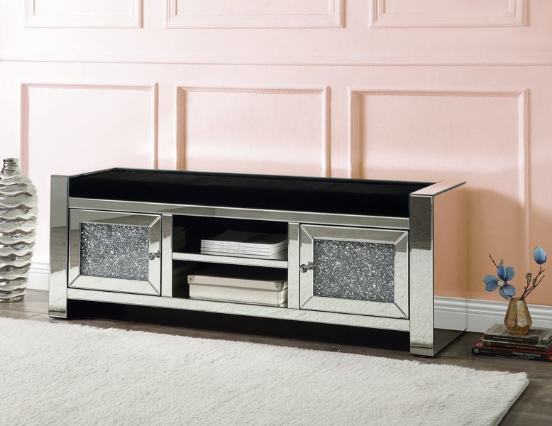 Noralie - Banco - Espejo y diamantes falsos - Madera - 22"