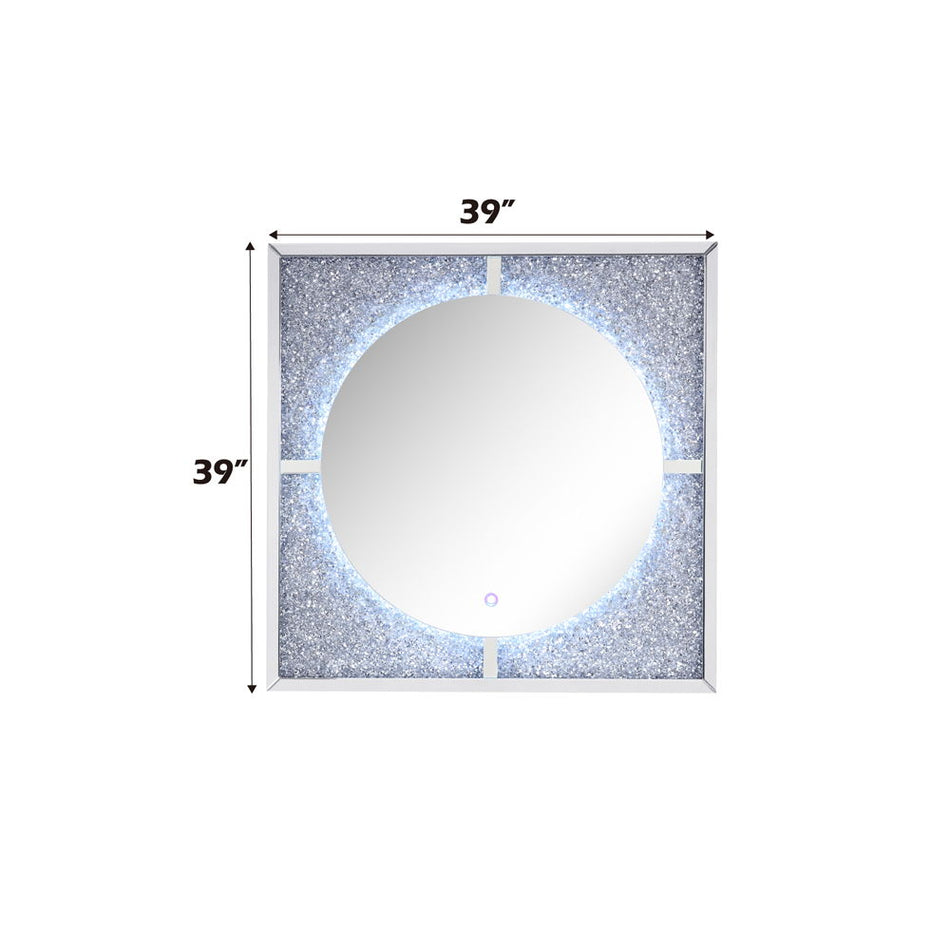 Noralie - Accent Mirror With LED - Mirrored, Faux Diamonds