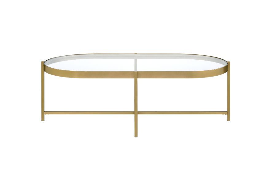 Charrot - Mesa de centro - Vidrio transparente y acabado dorado
