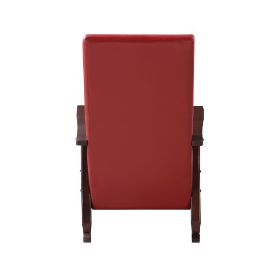 Raina - Mecedora - PU rojo y acabado espresso