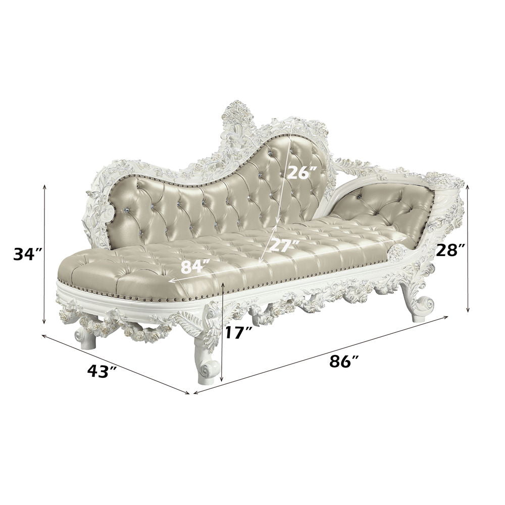 Vanaheim - Bench - Beige Synthetic Leather & Antique White